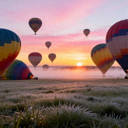 Hot Air Balloons Dawn Meadow