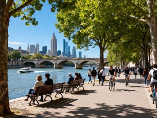 City Riverbank Promenade View