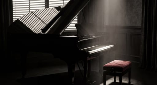 Spotlit Grand Piano Silhouette