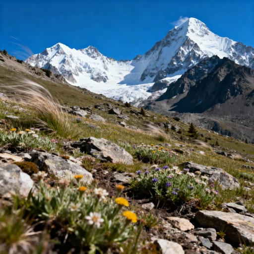 Windswept Alpine Meadow Vista