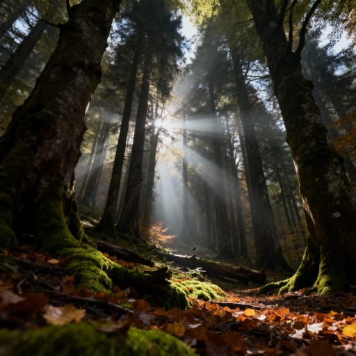 Sunlit Beech Forest Cathedral
