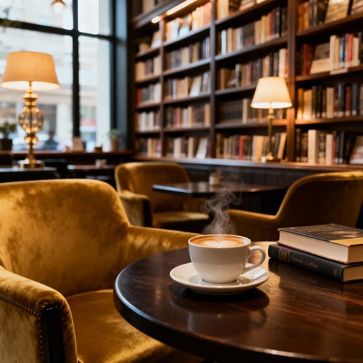 Cozy Bookstore Cafe Interior