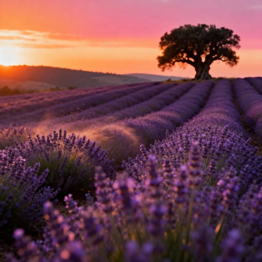 Lavender Fields Sunset Glow