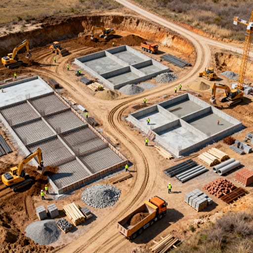 Aerial Construction Site Blueprint