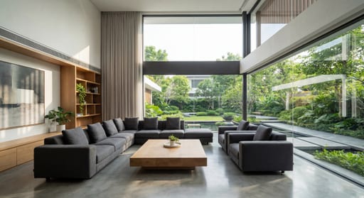 Modern Living Room Garden View