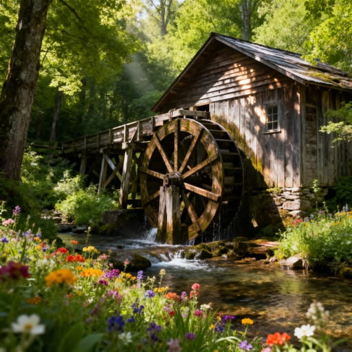 Old Wooden Mill Crystal Stream