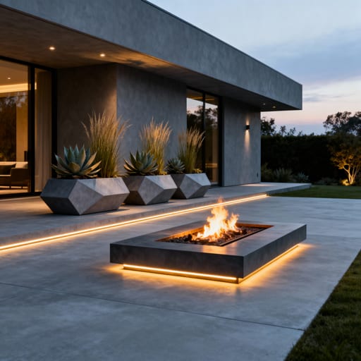 Minimalist Concrete Patio Evening