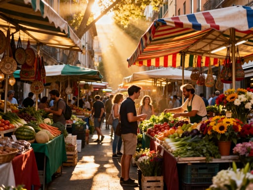 Bustling City Street Market