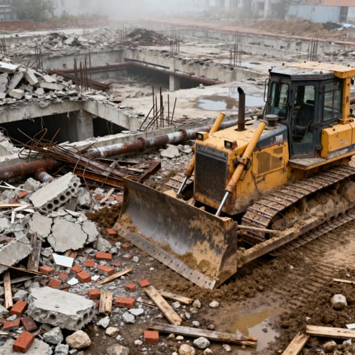 Demolition Site Concrete Twisted Metal