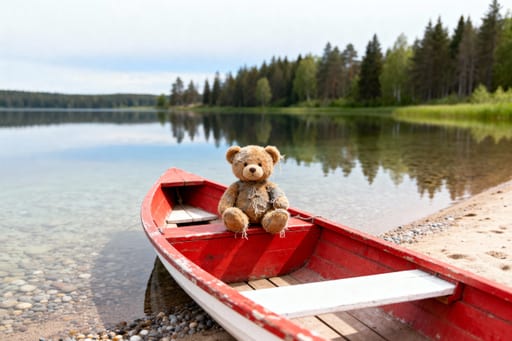 Rowboat on Calm Lake Teddy