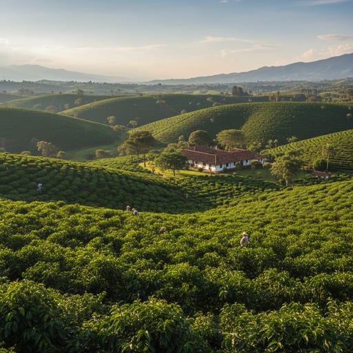 Picturesque Colombian Coffee Plantation Hills