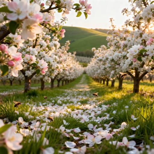Apple Orchard in Spring Bloom