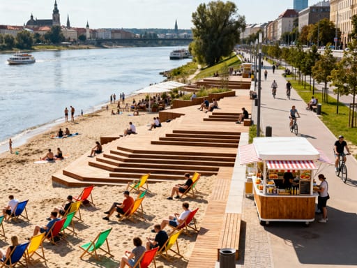 Vistula Boulevards Urban Beach Scene