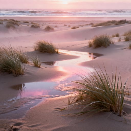 Pastel Dawn Over Sandy Dunes