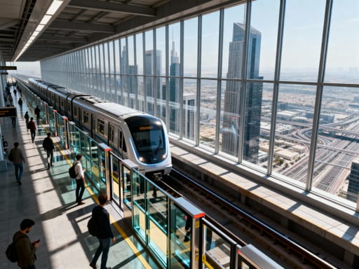 Elevated Metro Platform Cityscape View