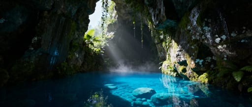 Hidden Tropical Grotto at Midday