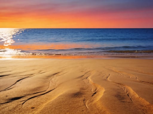 Golden Sand Sunset Reflection