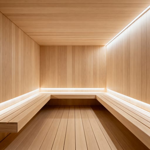 Minimalist Pine Sauna Interior