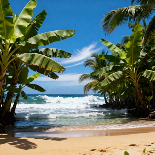 Breezy Tropical Banana Tree Beach