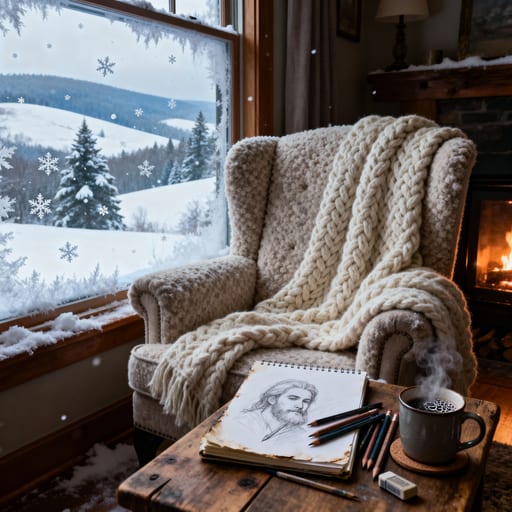 Snowy Window, Warm Armchair
