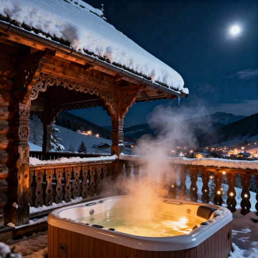 Snowy Góral Terrace at Night