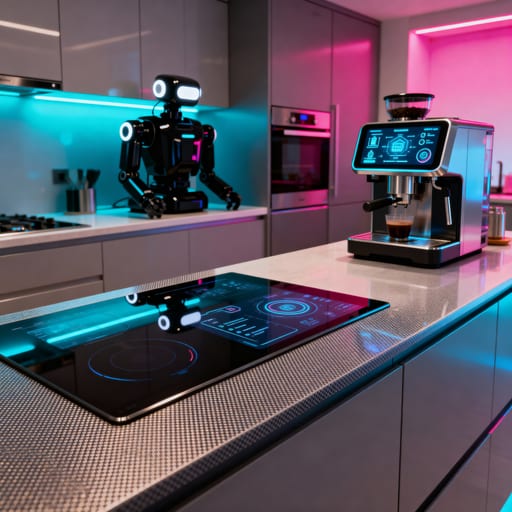 Futuristic Kitchen with Smart Appliances