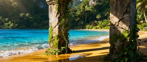 Tropical Ruins Beach Sunlight