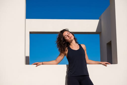 Model Against Plaster Wall