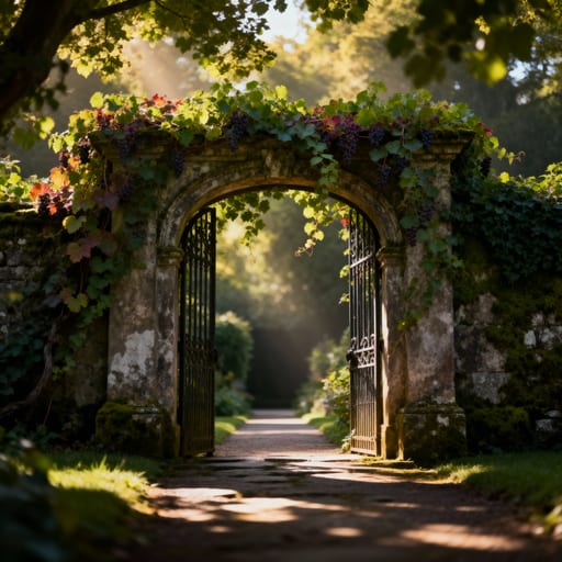 Ancient Stone Gate and Ivy