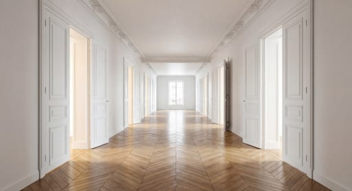 Bright Parisian Apartment Hallway