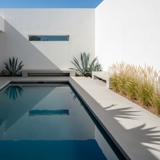 Minimalist Pool Architectural Plants Shadows