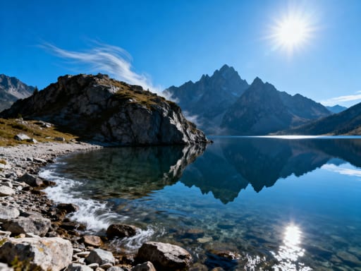 Mountain Lake Rocky Promontory Vista