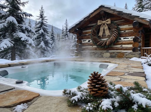 Snowy Jacuzzi Cabin Retreat