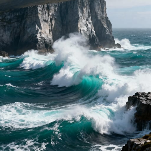Dramatic Cliffs Turquoise Ocean Spray