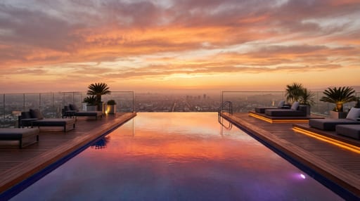 Rooftop Infinity Pool Cityscape