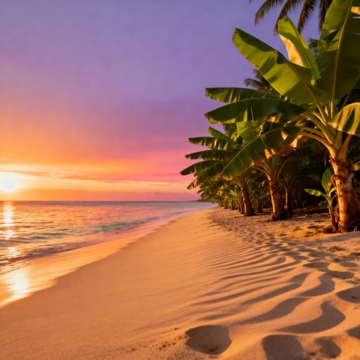 Golden Tropical Beach Sunset