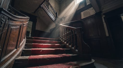 Dramatic Light on Old Staircase