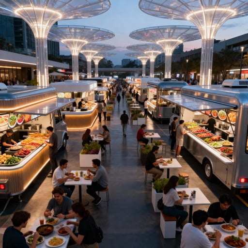 Bustling Modern Street Food Market