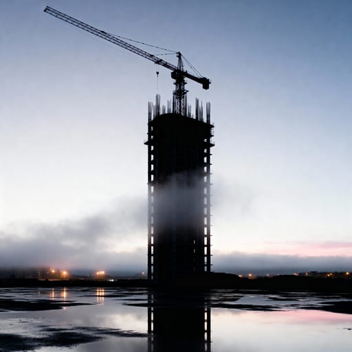 Crane Silhouette at Pale Dawn