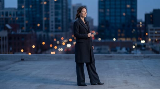 Concrete Rooftop City Dusk Portrait
