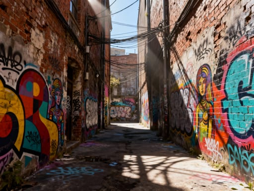 Vibrant Street Art Brick Alleyway