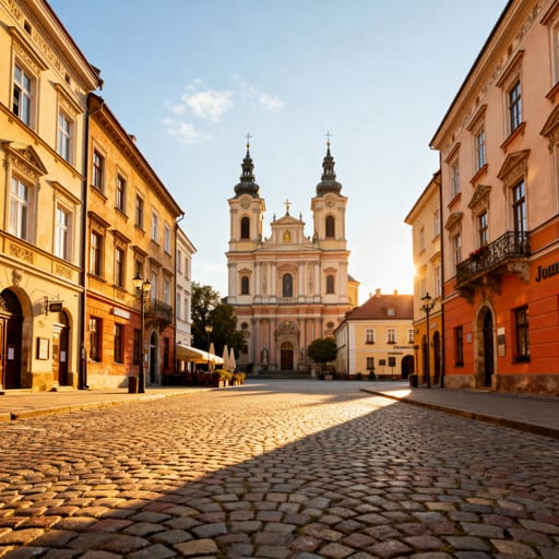 Wadowice Market Square in Sunlight