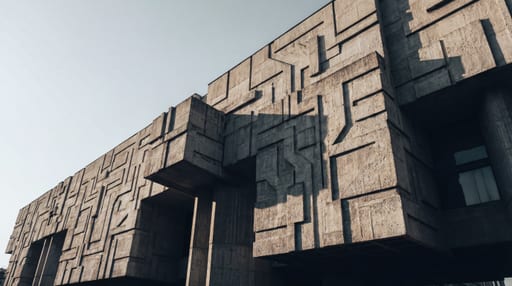 Brutalist Concrete Facade Shadows
