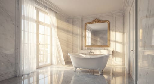 Luxurious Parisian Bathroom Morning Light