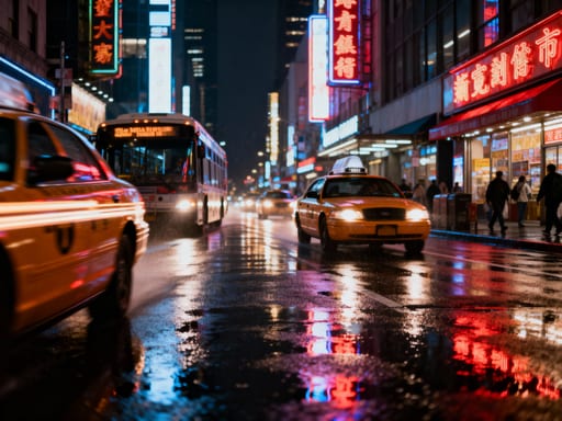 Night City Street Neon Lights